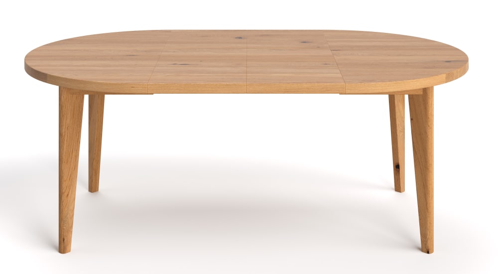 Wohnli Möbelsuche - Ausziehbarer runder Tisch aus massivem Eichenholz 110 cm + 2x45 cm