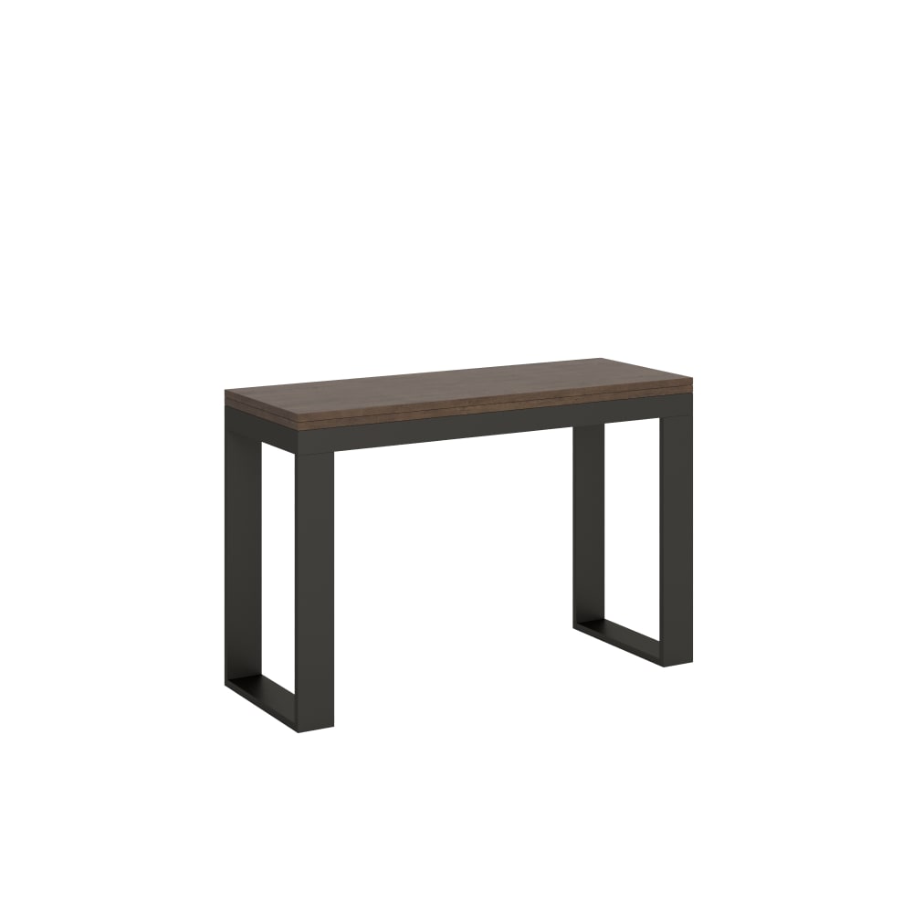 wohnli-moebel-suche-Ausziehtisch-120200x4590-cm-in-Holzoptik-Nussbaumbraun-Eisen Wohnli Möbelsuche - Ausziehtisch 120/200x45/90 cm in Holzoptik Nussbaumbraun