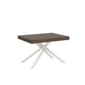 Wohnli Möbelsuche - Ausziehtisch 90x130/390 cm Nussbaum mit weißem Eisenrahmen