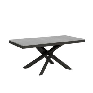 Wohnli Möbelsuche - Ausziehtisch 90x180/284 cm Zement mit Eisenrahmen aus Anthrazit
