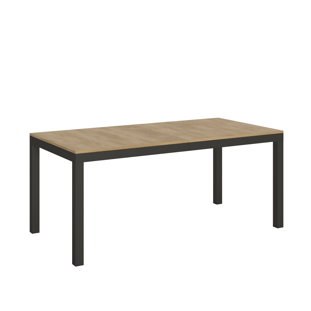 Wohnli Möbelsuche - Ausziehtisch 90x180/440 cm Eiche Natur mit Eisenrahmen aus Anthrazit