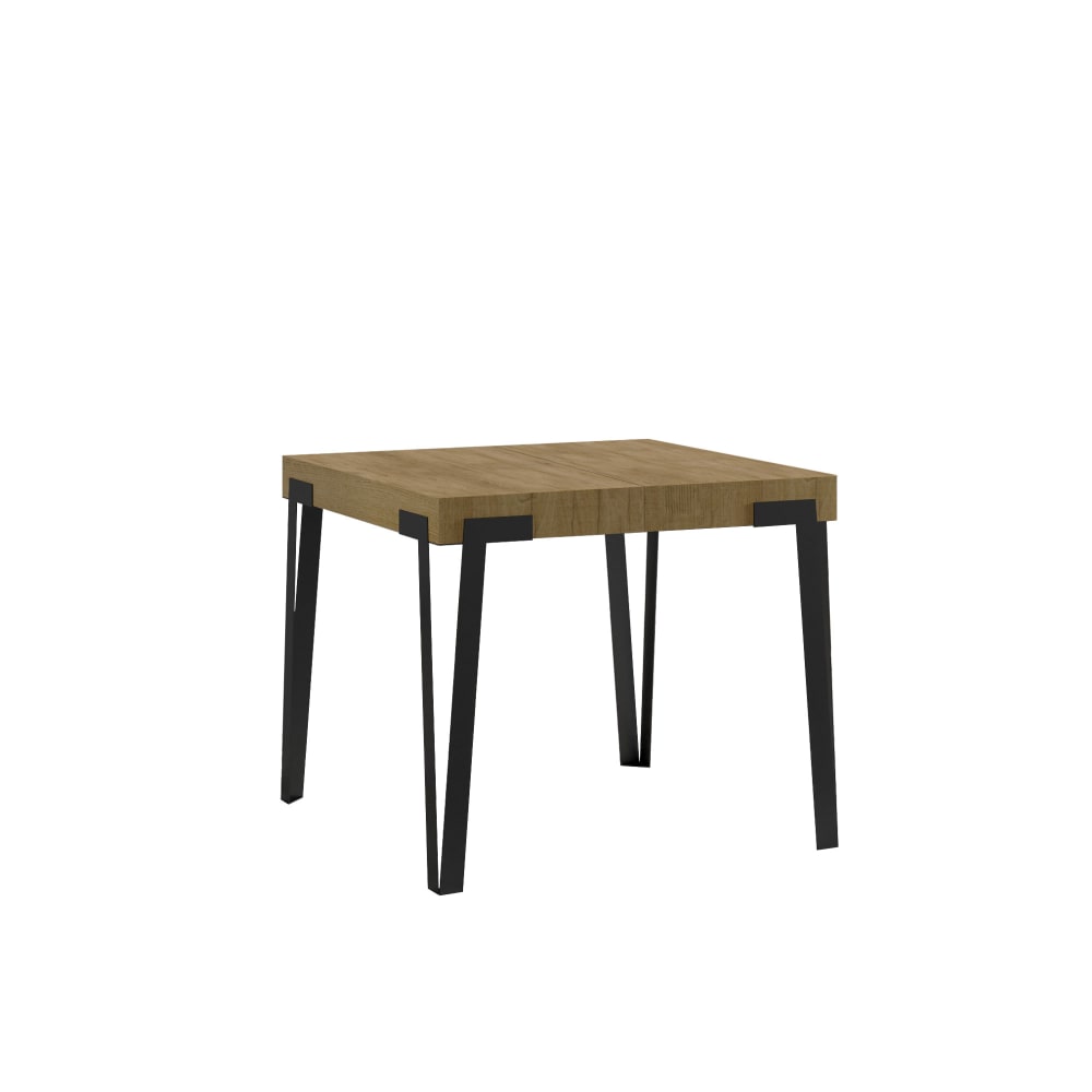 wohnli-moebel-suche-Ausziehtisch-90x90246-cm-in-Holzoptik-Eiche-Natur-Eisen Wohnli Möbelsuche - Ausziehtisch 90x90/246 cm in Holzoptik Eiche Natur