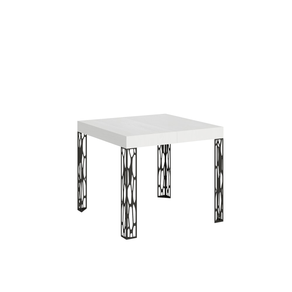 wohnli-moebel-suche-Ausziehtisch-90x90246-cm-in-Holzoptik-Esche-weiss-Eisen Wohnli Möbelsuche - Ausziehtisch 90x90/246 cm in Holzoptik Esche weiß