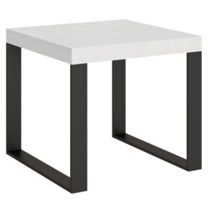 wohnli-moebel-suche-Ausziehtisch-90x90246-cm-in-Holzoptik-Esche-weiss-Eisen Wohnli Möbelsuche - Ausziehtisch 90x90/246 cm in Holzoptik Esche weiß
