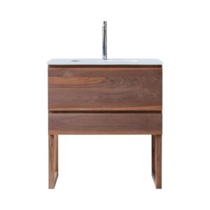 Wohnli Möbelsuche - Badezimmermöbel aus massivem Nussbaumholz und Keramik 80 cm