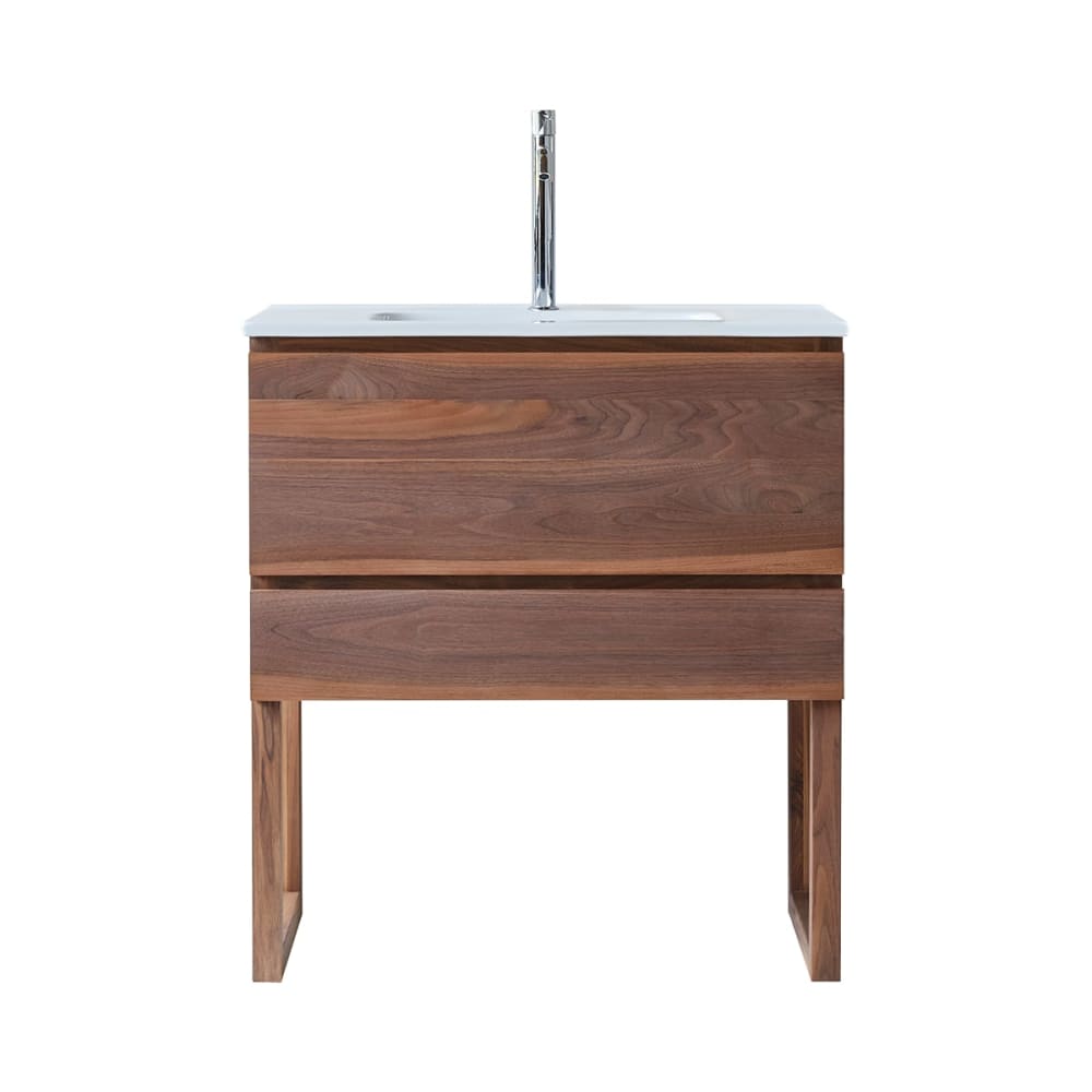 Wohnli Möbelsuche - Badezimmermöbel aus massivem Nussbaumholz und Keramik 80 cm