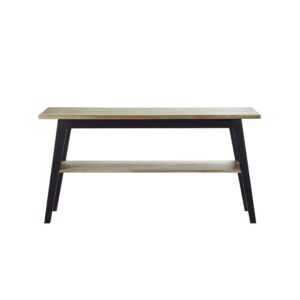 Wohnli Möbelsuche - Badezimmermöbel aus massivem Teakholz mit schwarzen Beinen 150 cm