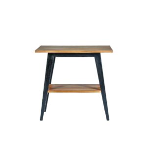 Wohnli Möbelsuche - Badezimmermöbel aus massivem Teakholz mit schwarzen Beinen 80 cm