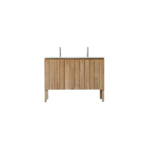 Wohnli Möbelsuche - Badezimmermöbel aus massivem Teakholz und Keramik 120 cm