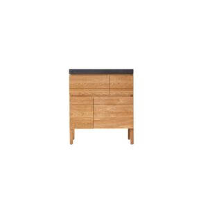 Wohnli Möbelsuche - Badezimmermöbel aus massiver Eiche und Lavastein 80 cm