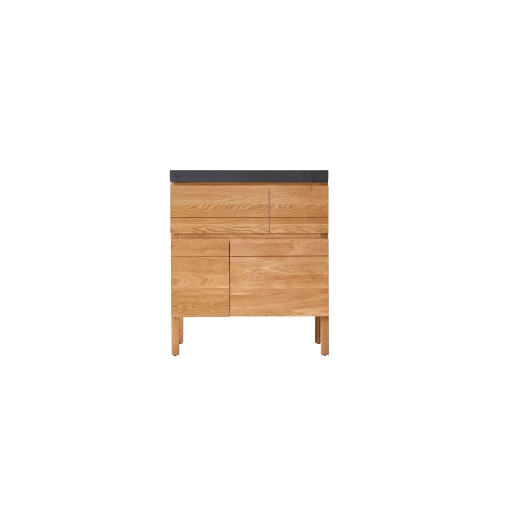 Wohnli Möbelsuche - Badezimmermöbel aus massiver Eiche und Lavastein 80 cm