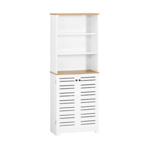 Wohnli Möbelsuche - Badezimmerschrank mit 3 Fächern und 2 Türen MDF Weiß