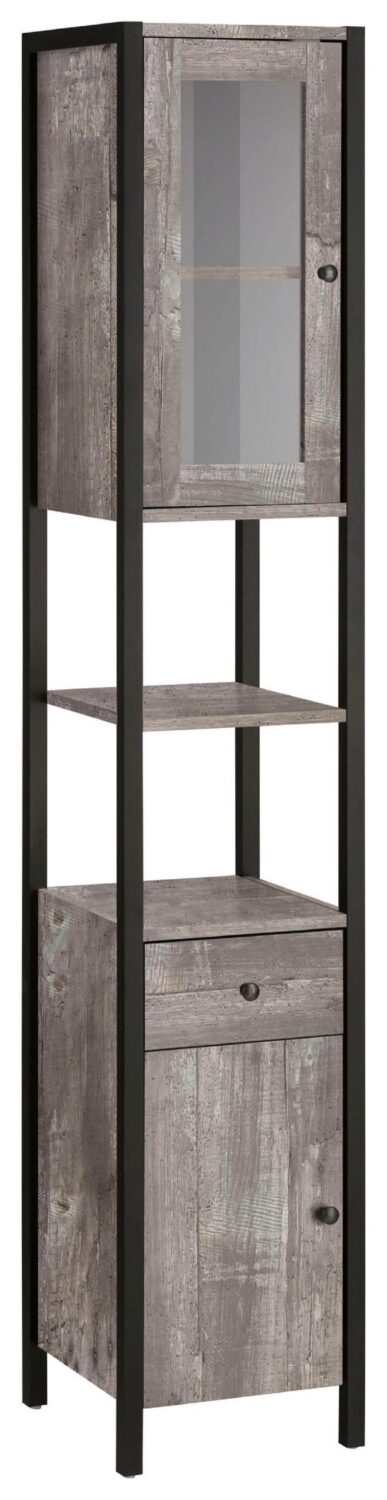 Wohnli Möbelsuche - Badhochschrank mit 2 Türen und 1 Schublade in Betonoptik