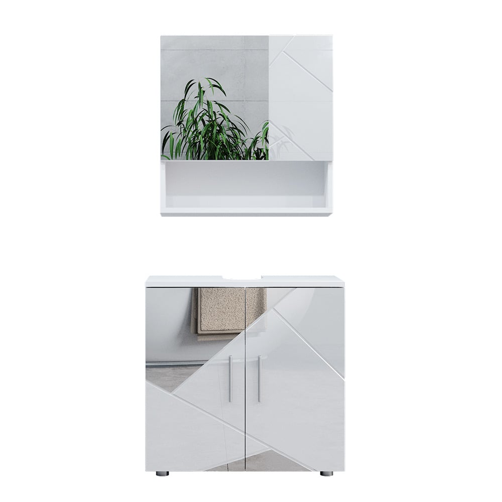 wohnli-moebel-suche-Badmoebel-Set-2-Teile-Unterschrank-60-cm-Weiss-60-x-60cm Wohnli Möbelsuche - Badmöbel Set 2 Teile