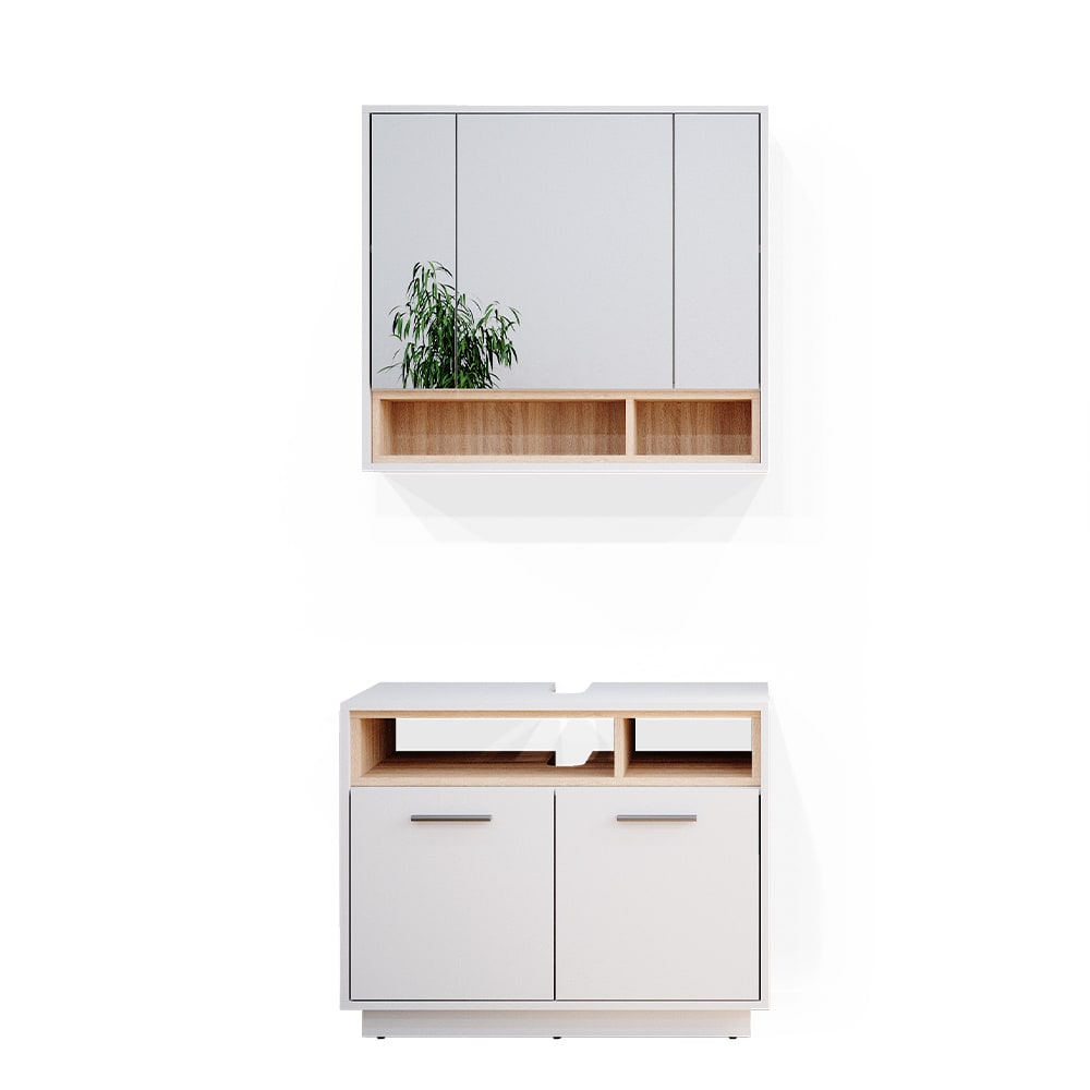 wohnli-moebel-suche-Badmoebel-Set-2-Teile-Weiss-80-x-72cm Wohnli Möbelsuche - Badmöbel Set 2 Teile
