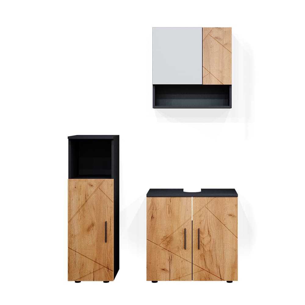 wohnli-moebel-suche-Badmoebel-Set-3-Teile-Goldkraft-EicheAnthrazit-60-x-95cm Wohnli Möbelsuche - Badmöbel Set 3 Teile