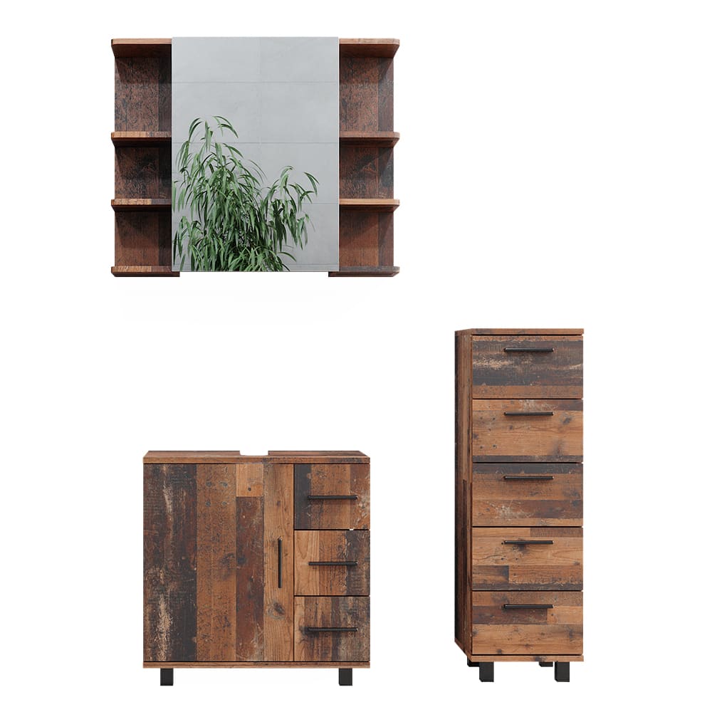 wohnli-moebel-suche-Badmoebel-Set-3-Teile-mit-Midischrank-Eiche-rustikal-60-x-60cm Wohnli Möbelsuche - Badmöbel Set 3 Teile