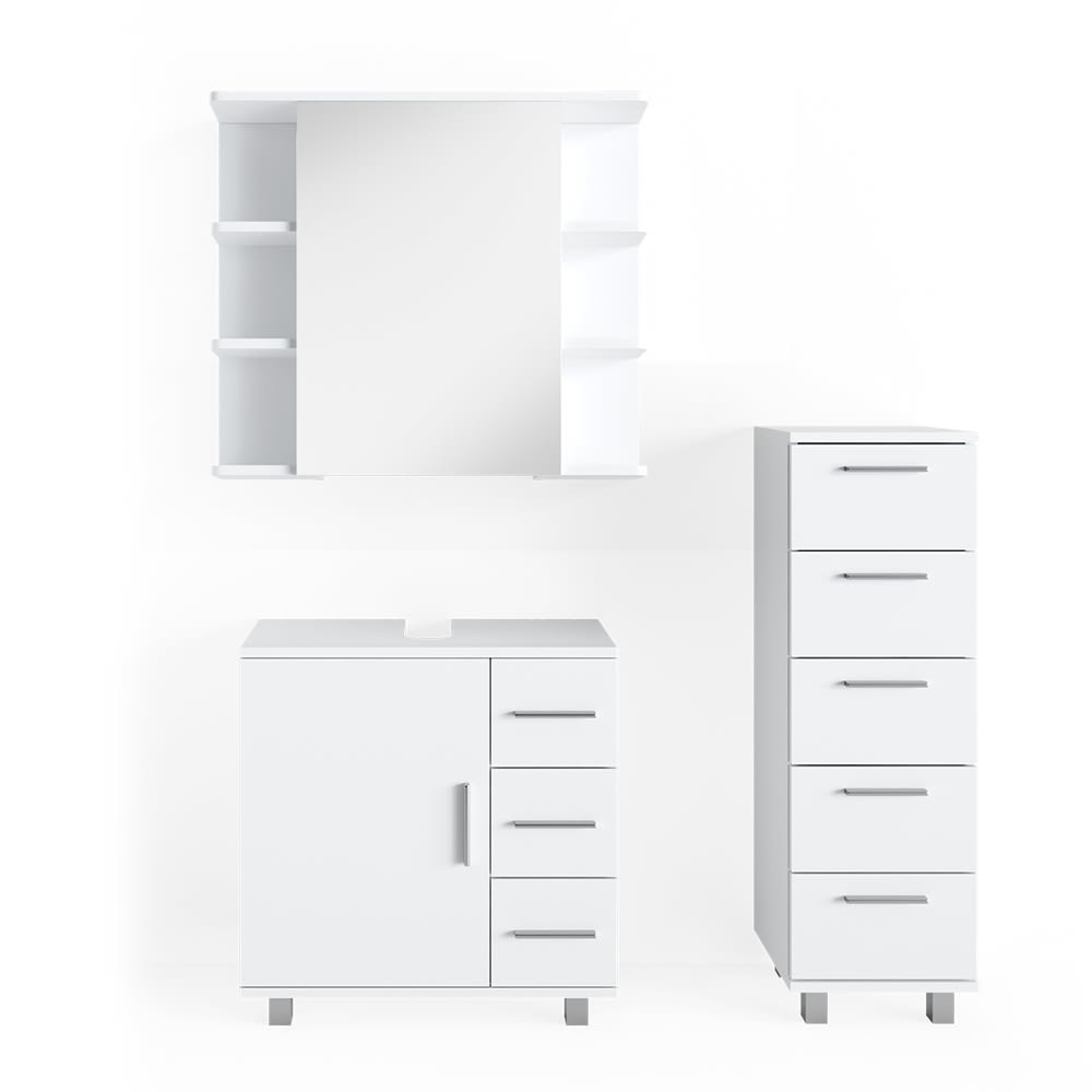 wohnli-moebel-suche-Badmoebel-Set-3-Teile-mit-Midischrank-Weiss-60-x-60cm Wohnli Möbelsuche - Badmöbel Set 3 Teile
