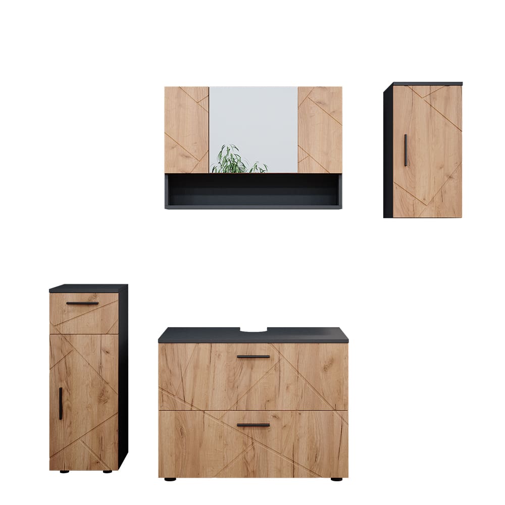 wohnli-moebel-suche-Badmoebel-Set-4-Teile-Goldkraft-EicheAnthrazit-41-x-80cm Wohnli Möbelsuche - Badmöbel Set 4 Teile