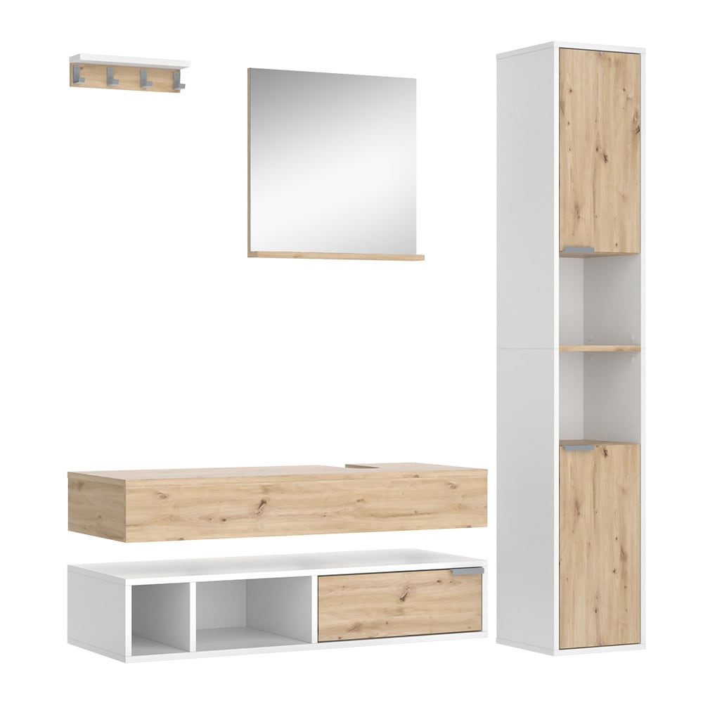 wohnli-moebel-suche-Badmoebel-Set-5-Teile-Weiss-100-x-20cm Wohnli Möbelsuche - Badmöbel-Set 5 Teile