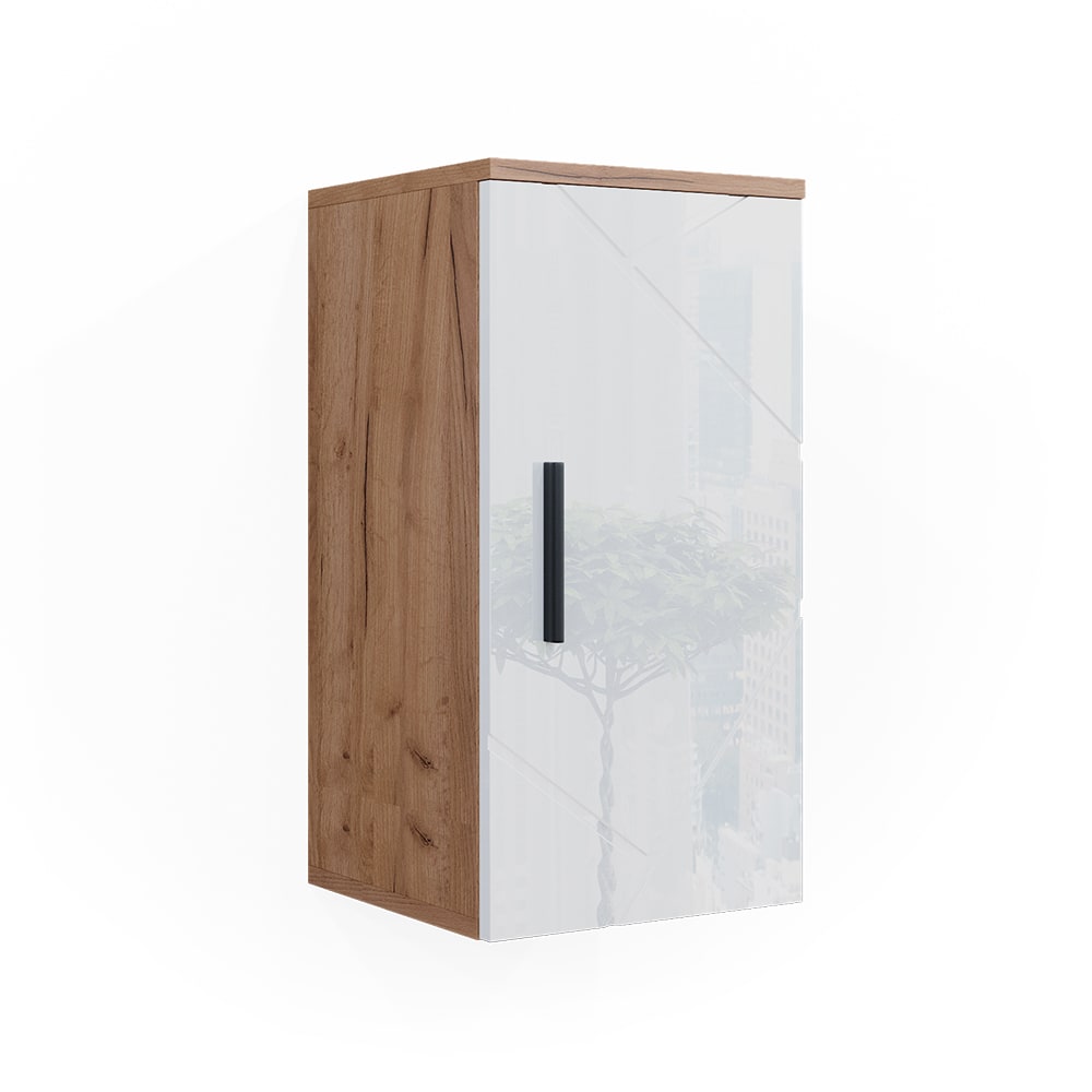 wohnli-moebel-suche-Badschrank-mit-Regal-Weiss-HochglanzGoldkraft-Eiche-30-x-59-cm Wohnli Möbelsuche - Badschrank mit Regal