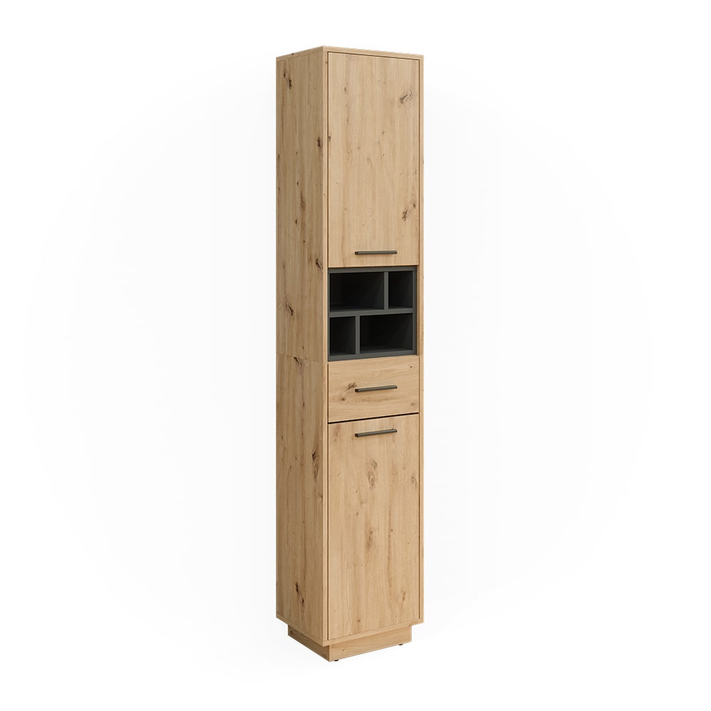 wohnli-moebel-suche-Badschrank-mit-Tueren-Schublade-Artisan-EicheAnthrazit-38x190cm Wohnli Möbelsuche - Badschrank mit Türen