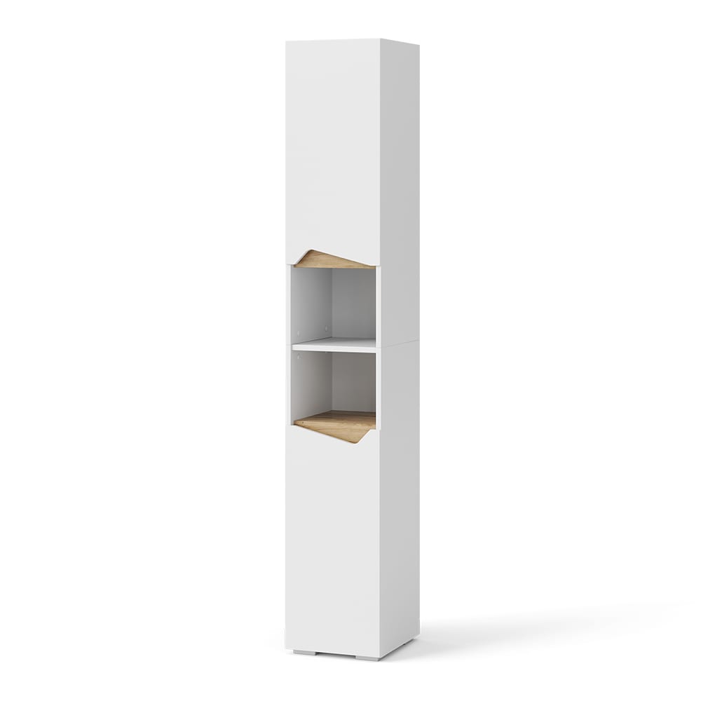 wohnli-moebel-suche-Badschrank-mit-Tueren-und-offenen-Faechern-Weiss-30-x-180cm Wohnli Möbelsuche - Badschrank mit Türen
