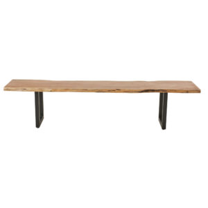 Wohnli Möbelsuche - Bank aus Akazienholz und schwarzem Stahl