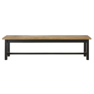 Wohnli Möbelsuche - Bank aus massivem Mangoholz und mattschwarzem Stahl