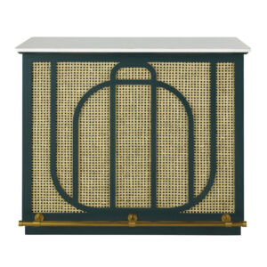 wohnli-moebel-suche-Bar-mit-1-Tuer-aus-Rattangeflecht-tannengruen-mit-messingfarbenem-Metall Wohnli Möbelsuche - Bar mit 1 Tür aus Rattangeflecht