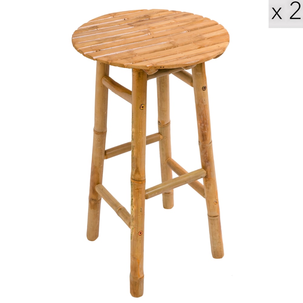 Wohnli Möbelsuche - Barhocker (2er Set) aus Bambuholz