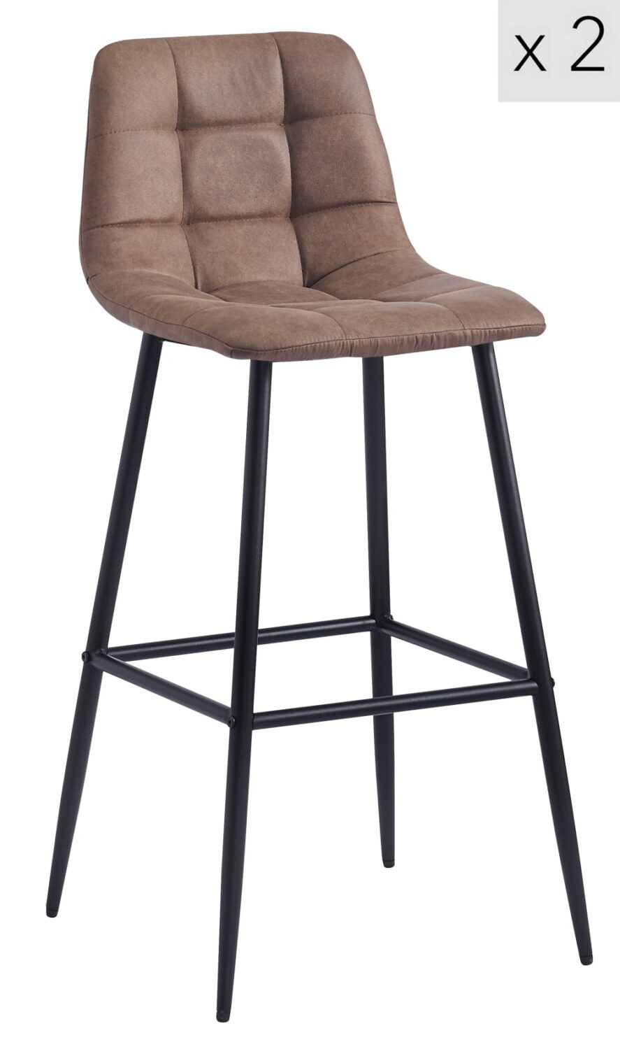 Wohnli Möbelsuche - Barhocker (2er Set) aus Metall und Kunstleder Braun