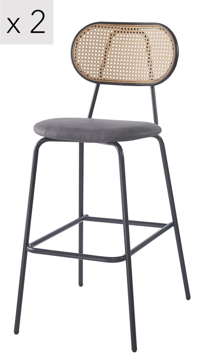 wohnli-moebel-suche-Barhocker-2er-Set-aus-Metall-und-Rattan-Schwarz Wohnli Möbelsuche - Barhocker (2er Set) aus Metall und Rattan Schwarz