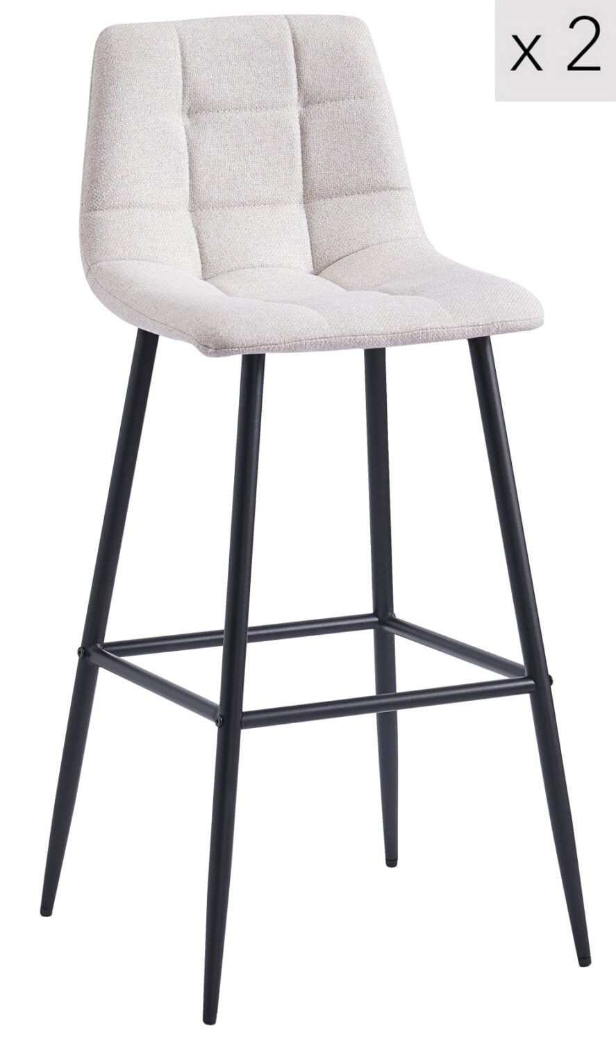wohnli-moebel-suche-Barhocker-2er-Set-aus-Metall-und-Stoff-Beige Wohnli Möbelsuche - Barhocker (2er Set) aus Metall und Stoff Beige