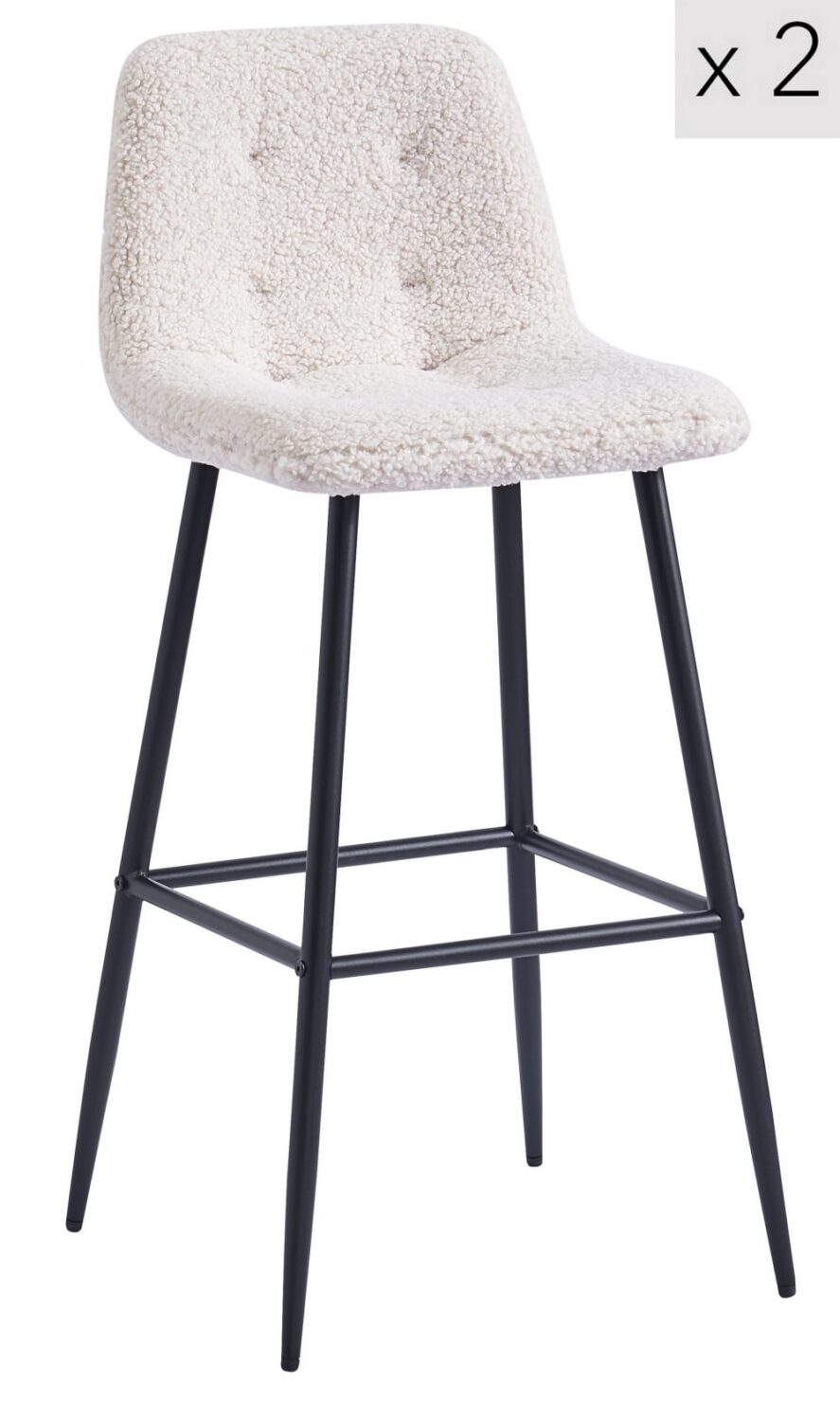 Wohnli Möbelsuche - Barhocker (2er Set) aus Metall und Wolle Weiß