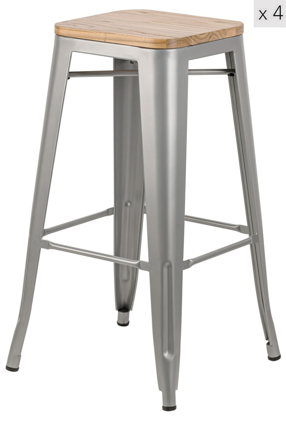 Wohnli Möbelsuche - Barhocker (4er Set) aus Metall und Massivholz