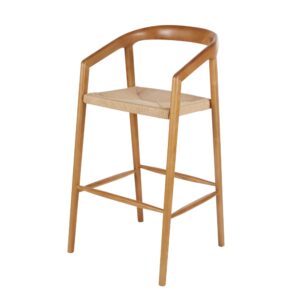 Wohnli Möbelsuche - Barhocker aus dunklem mittleren Holz und Seil