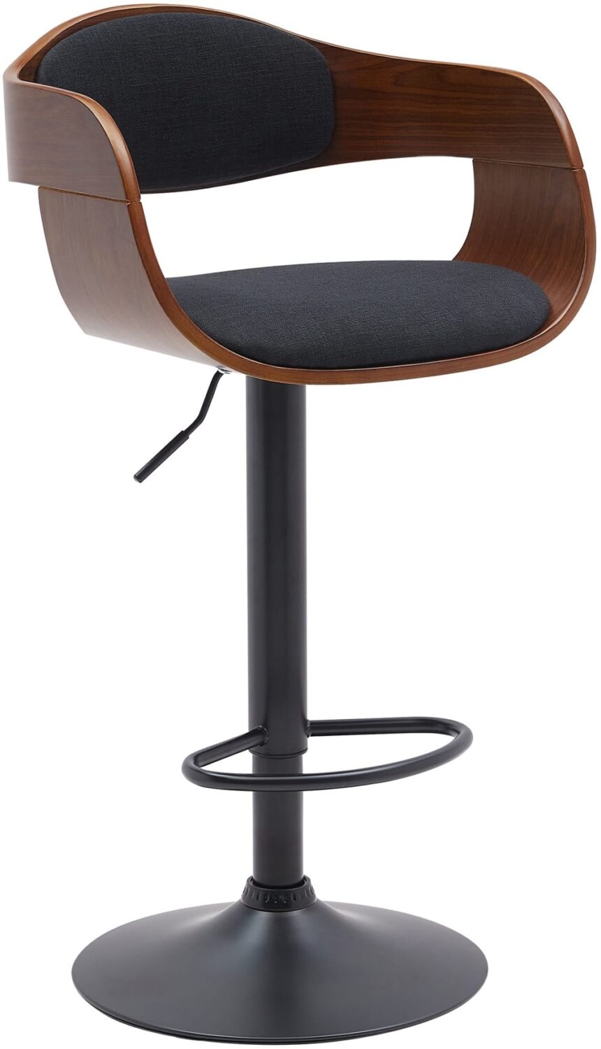 Wohnli Möbelsuche - Barhocker höhenverstellbar drehbar Stoff walnuss/schwarz