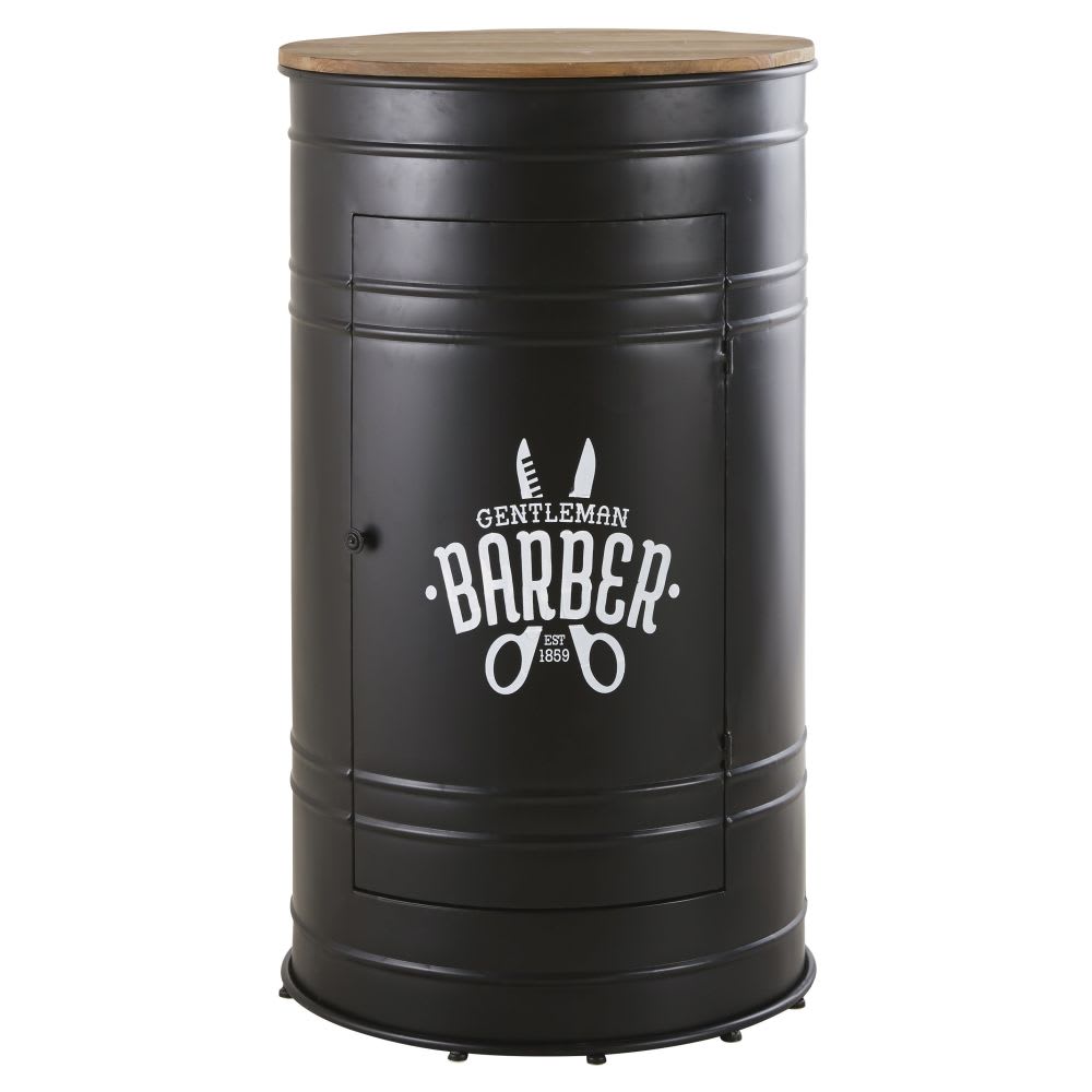 Wohnli Möbelsuche - Barmöbel aus schwarzem Metall und massivem Tannenholz