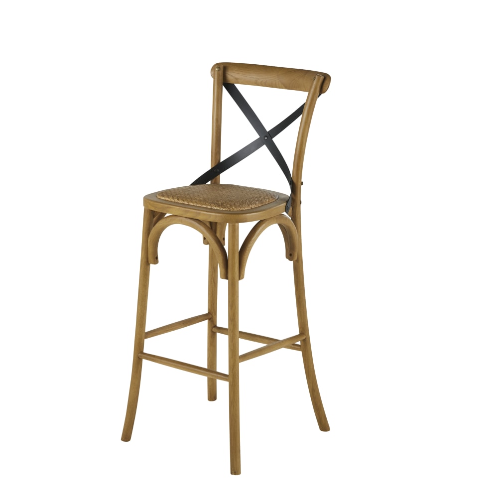 wohnli-moebel-suche-Barstuhl-aus-Eschenholz-schwarzem-Stahl-und-Rattan-H75cm Wohnli Möbelsuche - Barstuhl aus Eschenholz