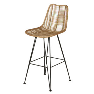 Wohnli Möbelsuche - Barstuhl aus Rattangeflecht und schwarzem Stahl H65
