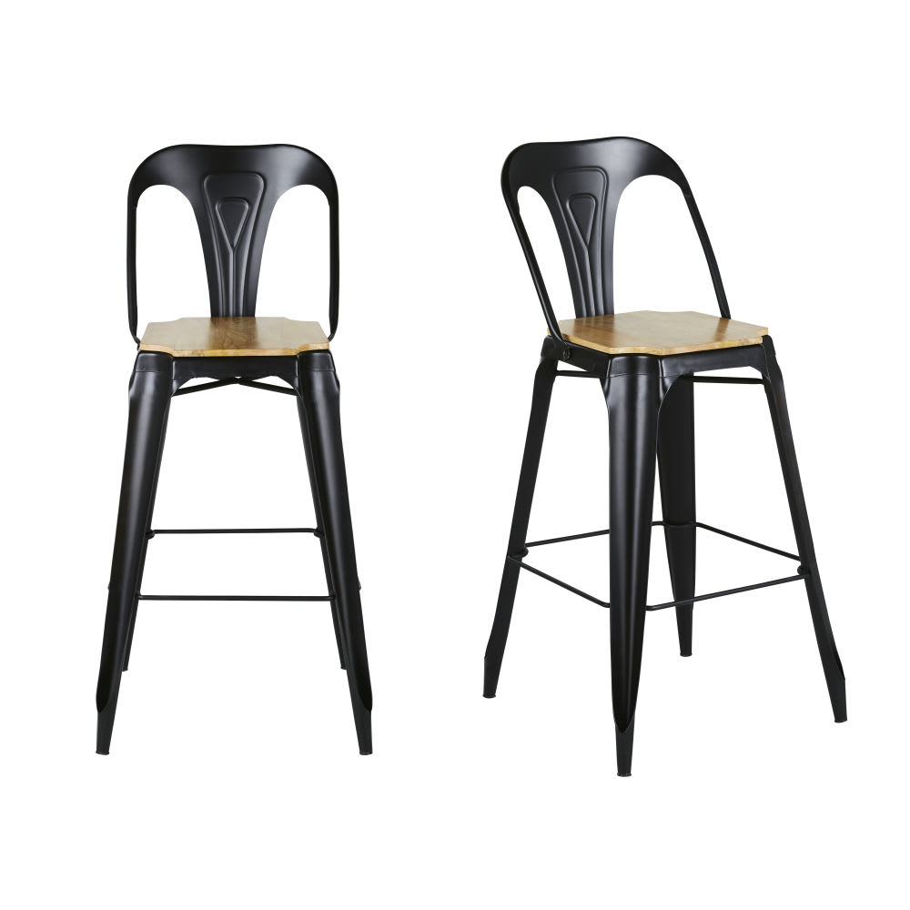wohnli-moebel-suche-Barstuhl-aus-schwarzem-Stahl-und-Mangoholz-H74cm-Set-aus-2 Wohnli Möbelsuche - Barstuhl aus schwarzem Stahl und Mangoholz