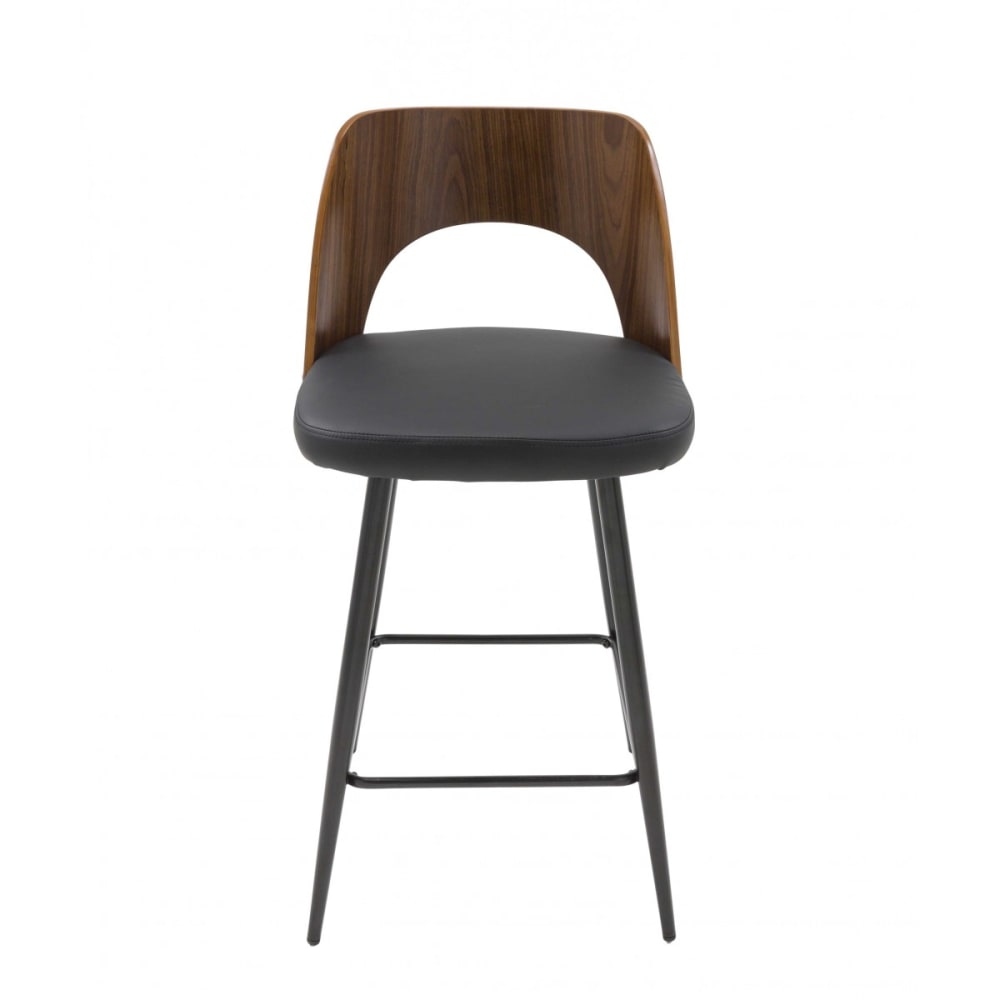 wohnli-moebel-suche-Barstuhl-aus-schwarzem-Vinyl-L45-cm-AUSTIN Wohnli Möbelsuche - Barstuhl aus schwarzem Vinyl L45 cm - AUSTIN
