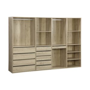 Wohnli Möbelsuche - Begehbarer Kleiderschrank mit 4 Elementen naturfarben