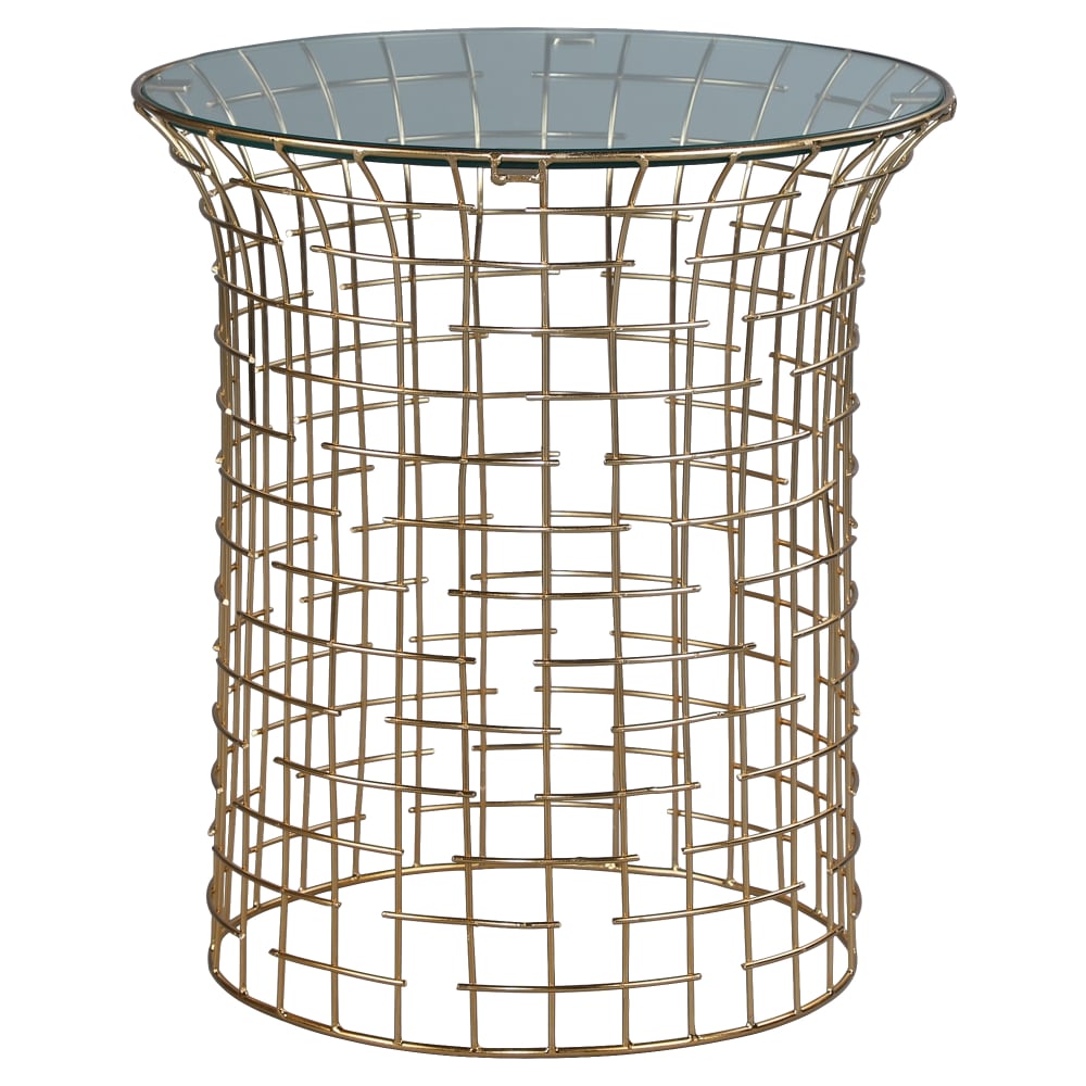 Wohnli Möbelsuche - Beistelltisch 40x40x45 cm schwarz/gold aus Eisen und Glas