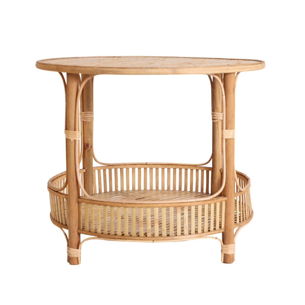 Wohnli Möbelsuche - Beistelltisch aus Bambus in brauner Farbe 61x61x50cm