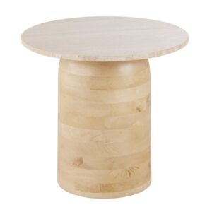 Wohnli Möbelsuche - Beistelltisch aus Mangoholz und Travertin-Stein
