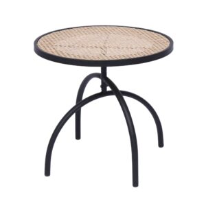Wohnli Möbelsuche - Beistelltisch aus Rattan und Metall Schwarz