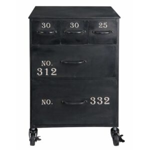 Wohnli Möbelsuche - Beistelltisch mit 5Schubladen aus schwarzem Metall