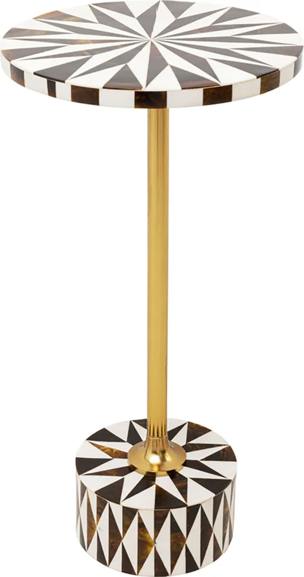 wohnli-moebel-suche-Beistelltisch-mit-Muster-aus-Holz-und-Stahl-braun-und-weiss-D25cm Wohnli Möbelsuche - Beistelltisch mit Muster aus Holz und Stahl